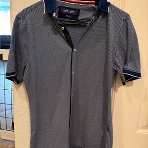 Zara Blue Polo Shirt Classic Design Cotton Blend